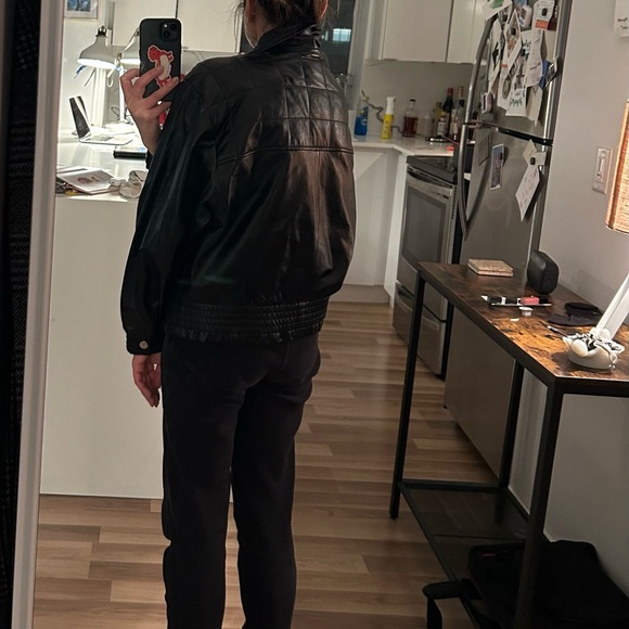 Sandro Smooth Black Leather Biker Jacket - Picture 6 of 9